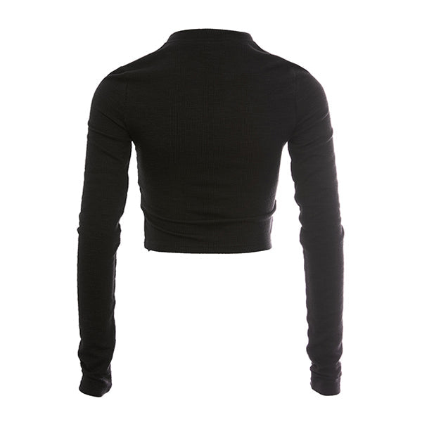 Blurry Long Sleeve Cotton Crop Top