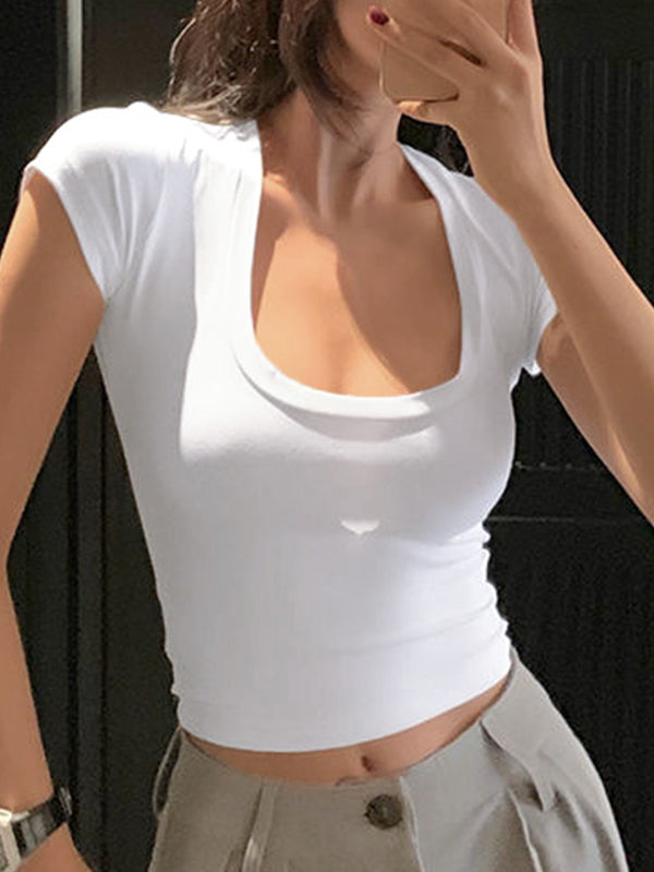 Scoop Neck Basic Crop Top