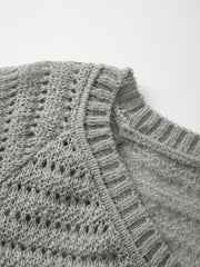 Gray Pointelle Knit Long Top