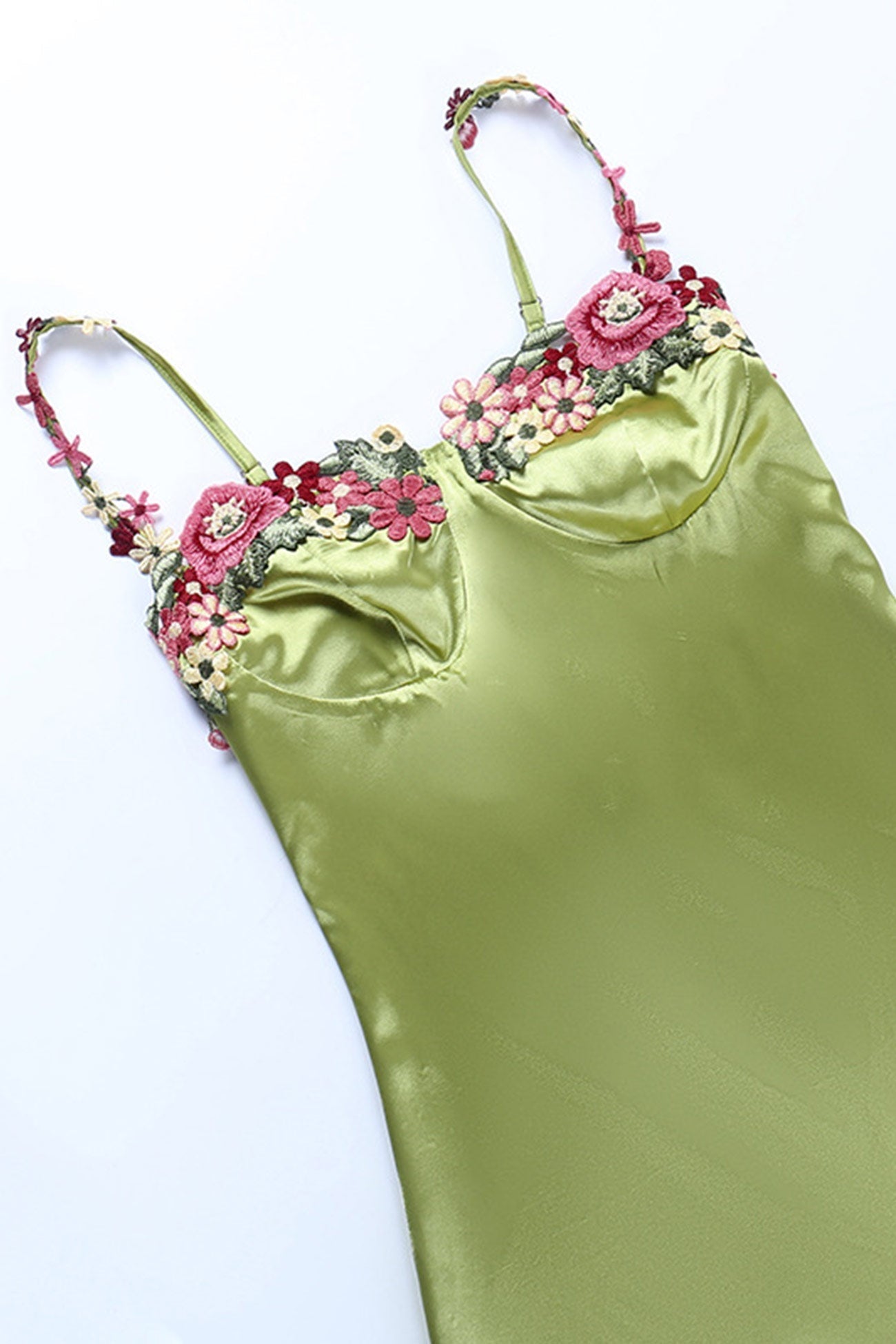 BXOXO - Floral Embroidery Solid Color Cami Dress