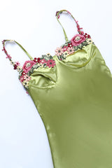 BXOXO - Floral Embroidery Solid Color Cami Dress