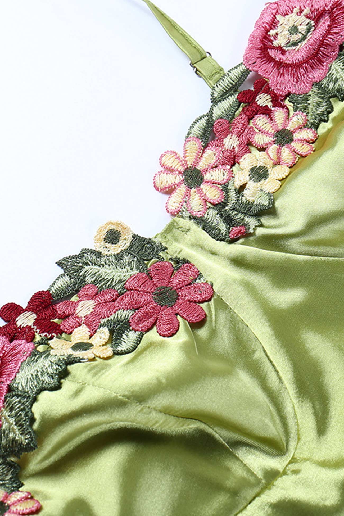 BXOXO - Floral Embroidery Solid Color Cami Dress