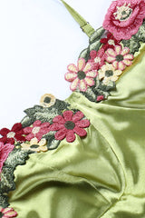 BXOXO - Floral Embroidery Solid Color Cami Dress