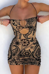 BXOXO - Floral Print Cutout Pack Hip Dress