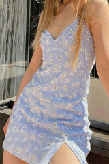 BXOXO - Floral Print Hem Split Cami Dress
