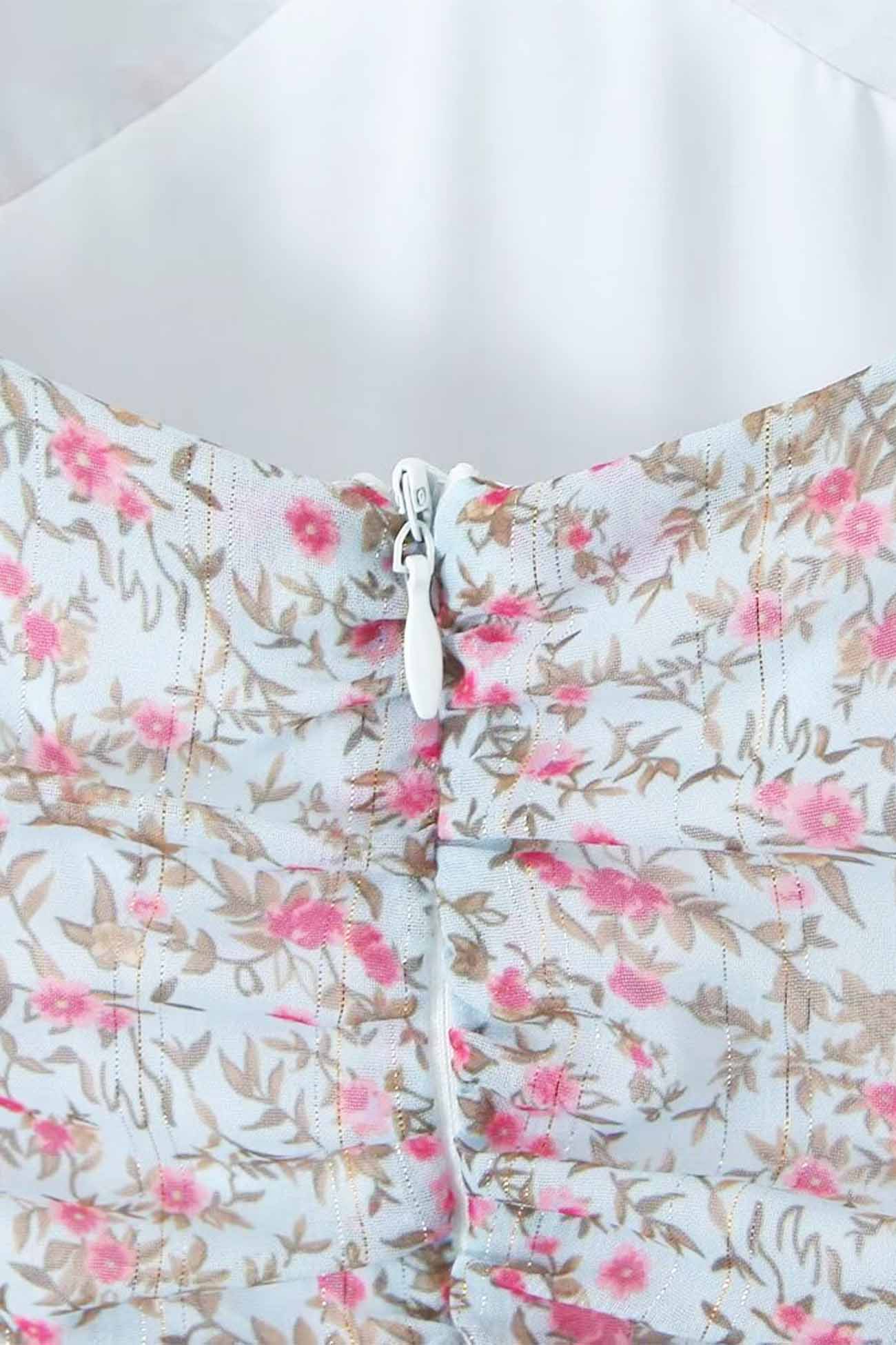 BXOXO - Floral Printed V Neck Backless Tiered Dress