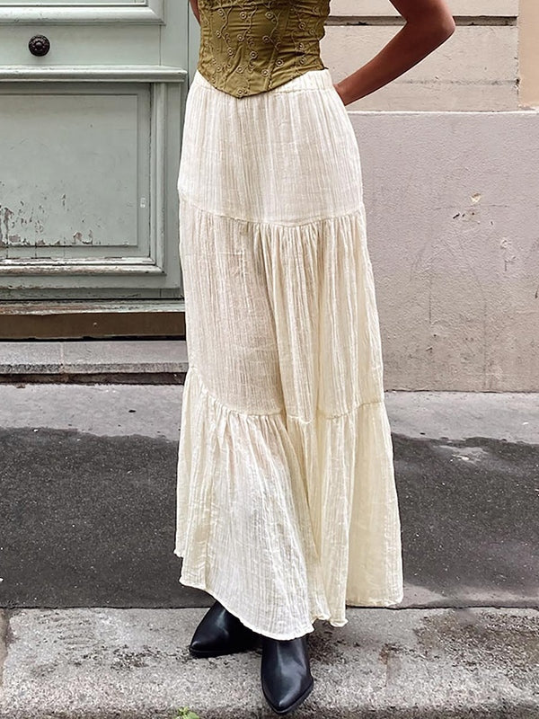 Pleated Tiered Maxi Skirt