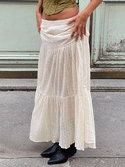 Pleated Tiered Maxi Skirt