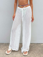 Sheer Knit Wide Leg Pants