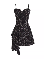 Irregular Floral Suspender Dress HOT1354