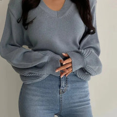 BXOXO Back Lace Up Bow Design Solid Knit Sweater Women O Neck Pullover Long Sleeve Pull Femme Spring New Slim Sueter