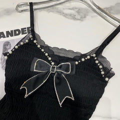 BXOXO - Jeweled Bow Cami Crop Top