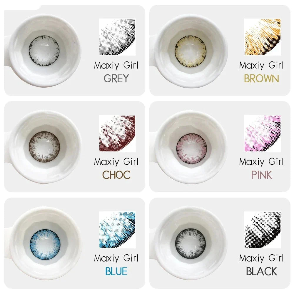 BXOXO 2pcs/pair Lenses Colored Contact Lenses for Eyes MAXIY GIRL Series 6 Tone Dia 14.5mm Comestic Color Contacts