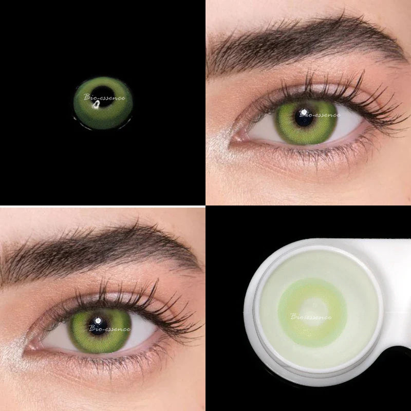 BXOXO 2pcs/pair Colored Contact Lenses Myopia Green Pixie Series Yearly Cosmetic For Eyes Lentillas Verdes