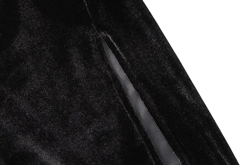 Bxoxo Autumn Winter Women Solid Velvet Long Sleeve Ruched Midi Dress Side Slit Bodycon Sexy Streetwear Party Elegant Club
