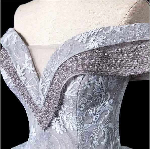 BXOXO Dresses Elegant Party Prom Dress Off The Shoulder Ball Gown Vintage Lace Vestidos Gown Custom