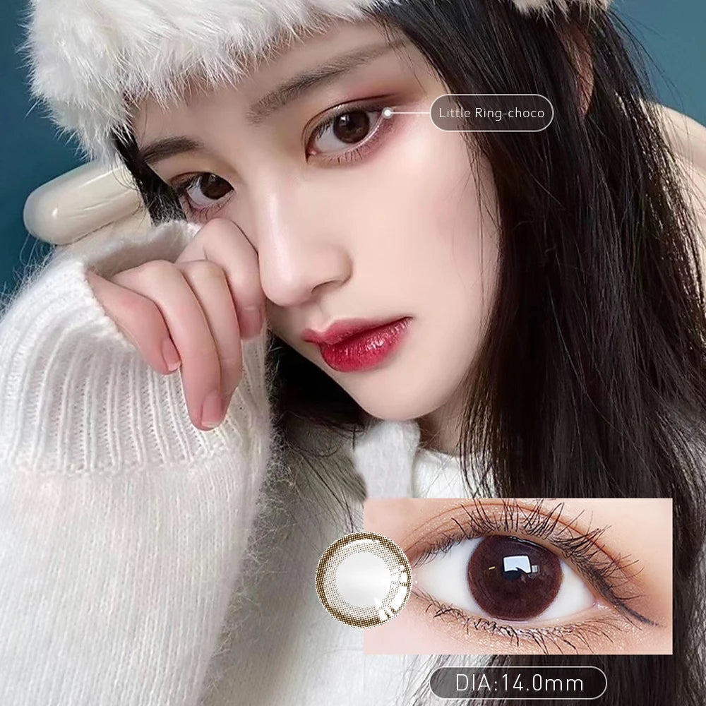 BXOXO 2pcs 2 Tone Series Lenses Contact Lenses for Eyes Natural Pupil Yearly Use Eye Contacts Eye Color Lens (DIA:14mm)