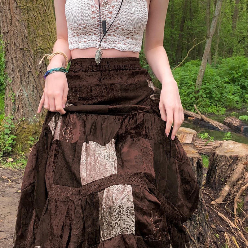Bxoxo y2k Grunge Skirt Women Fairycore Clothing Retro High Waist A Line Pleated Long Skirts Punk Gothic Skirts Streetwear