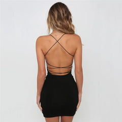 BXOXO Sexy Clothes Women Cross Bandage Halter Mini Robe Summer Fashion Club Snake Print Dress Sleeveless Backless Bodycon Dress
