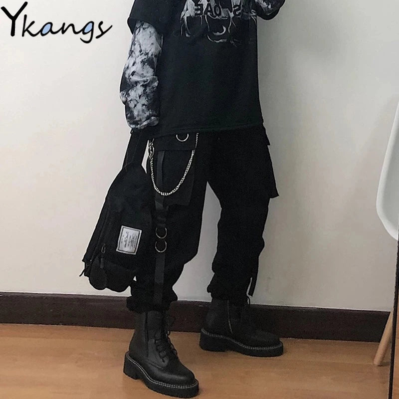Bxoxo Plaid Ruffled Black Pants Women High Waist Kawaii Coquette Japanese Sweet Style Cute Wide Leg Trousers Harajuku Pant Vintage Y2k