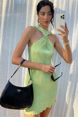 BXOXO - Halter Twisted Full Pleated Dress