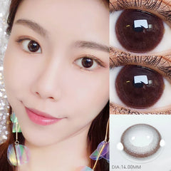 BXOXO 2pcs 2 Tone Series Lenses Contact Lenses for Eyes Natural Pupil Yearly Use Eye Contacts Eye Color Lens (DIA:14mm)