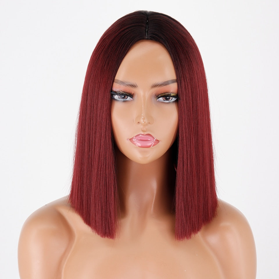 BXOXO Synthetic Light Blue Wig Straight Hair Bob Cut Wig Middle Part Shoulder Length Fashion Bob Wigs for Women Cosplay Wig