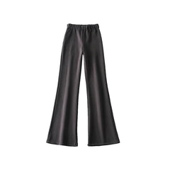 BXOXO New High Street Elastic Waist Solid Color Flare Pants For Women Spring Autumn Thick Casual Female Trouser