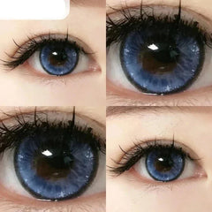 BXOXO -1 Pair Natural Blue Lenses Colored Contact Lenses for Myopia Eyes Beauty Cosmetic Eye Color Lens Yearly Use 14.2MM