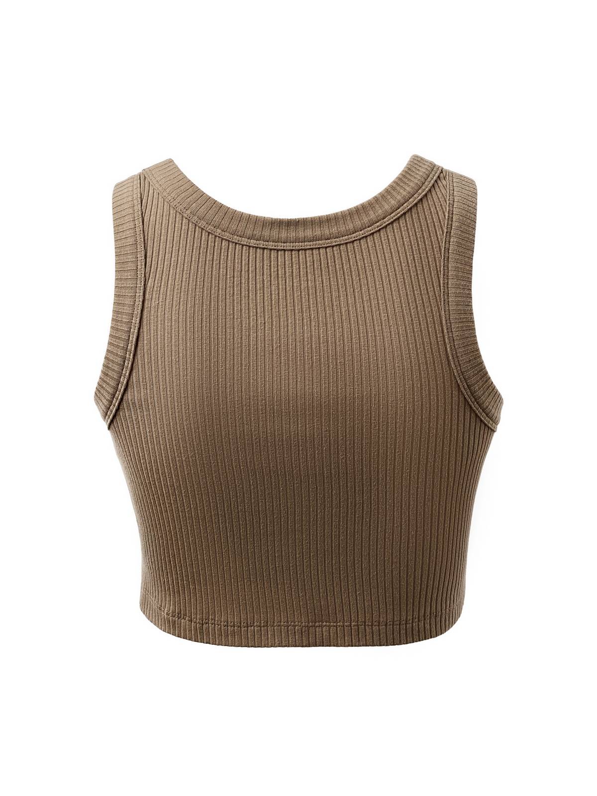 Rib Basic Solid Crop Tank Top