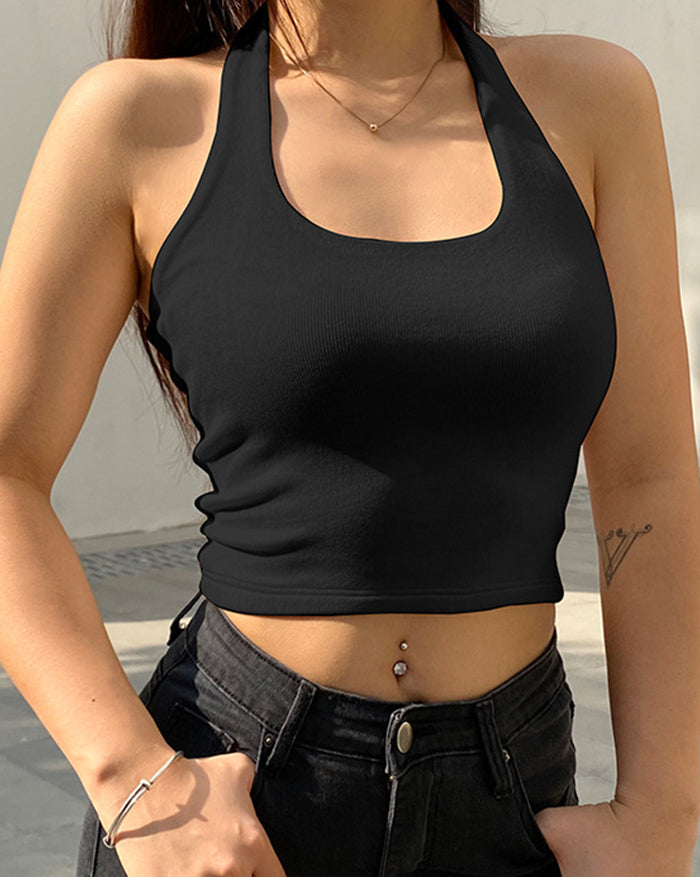 Dark Gray Rib Crop Tank Top