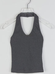 Dark Gray Rib Crop Tank Top