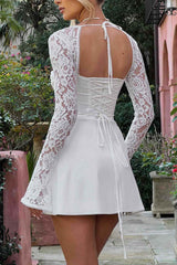 BXOXO - Lace Splicing Corset Tie-back Dress