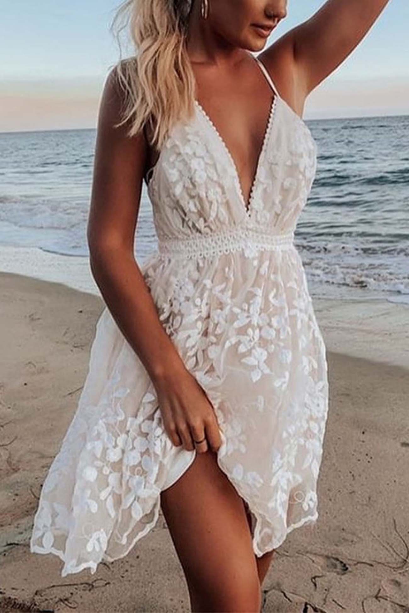 BXOXO - Lace V Neck Backless Cami Dress