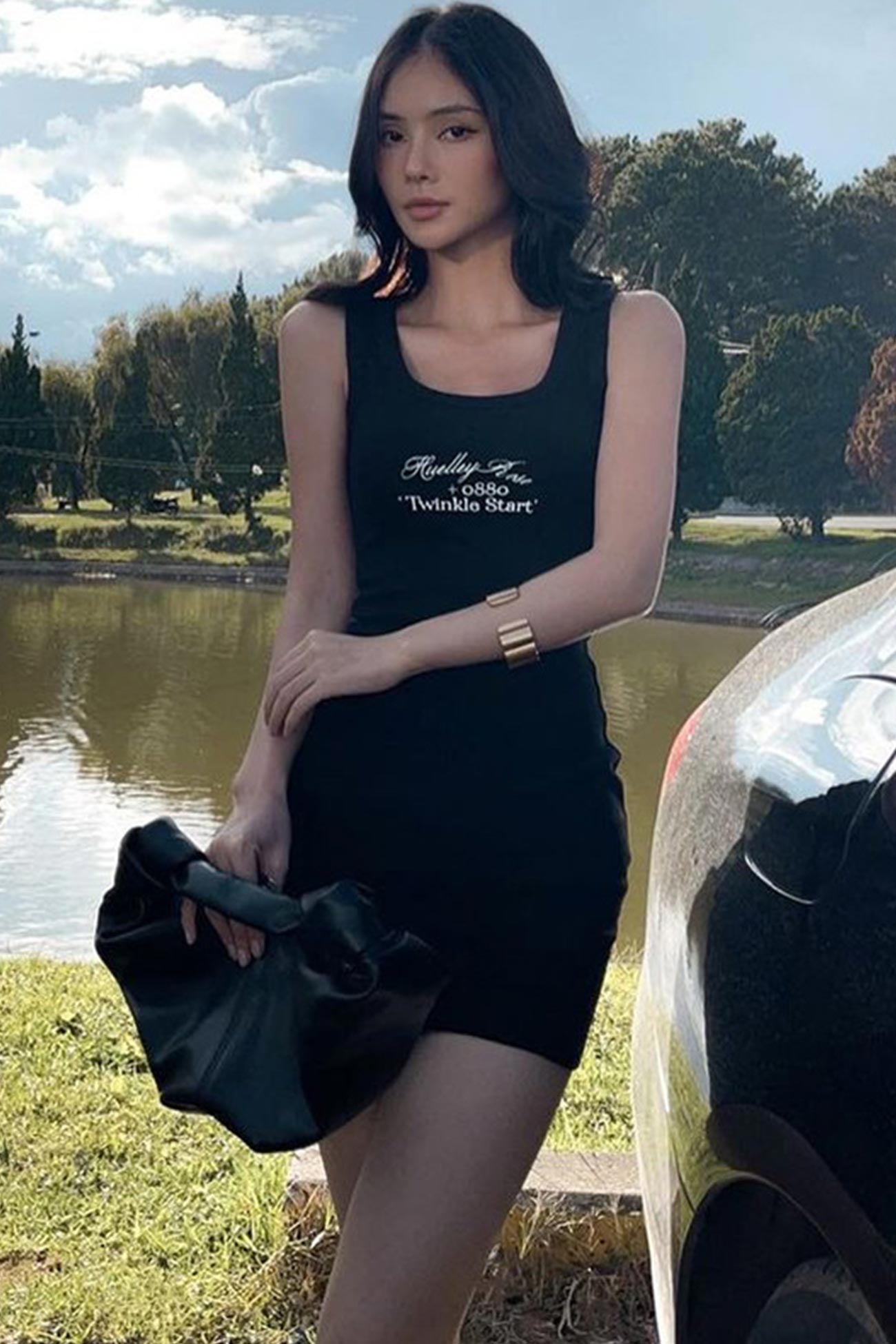 BXOXO - Letter Print Bodycon Tank Dress