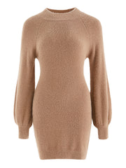 Solid Fuzzy Sweater Dress