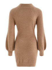 Solid Fuzzy Sweater Dress