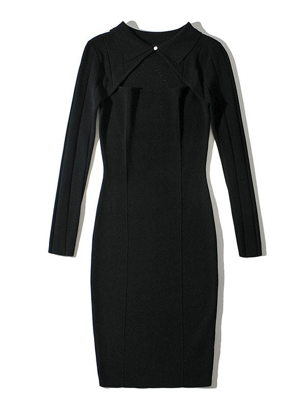 Cutout Long Sleeve Knit Midi Dress