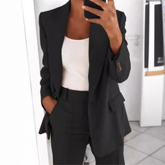 chuc 2024 Women's New Fashion High-End Slim Lapel Cardigan Temperament Suit Jacket Suit Women