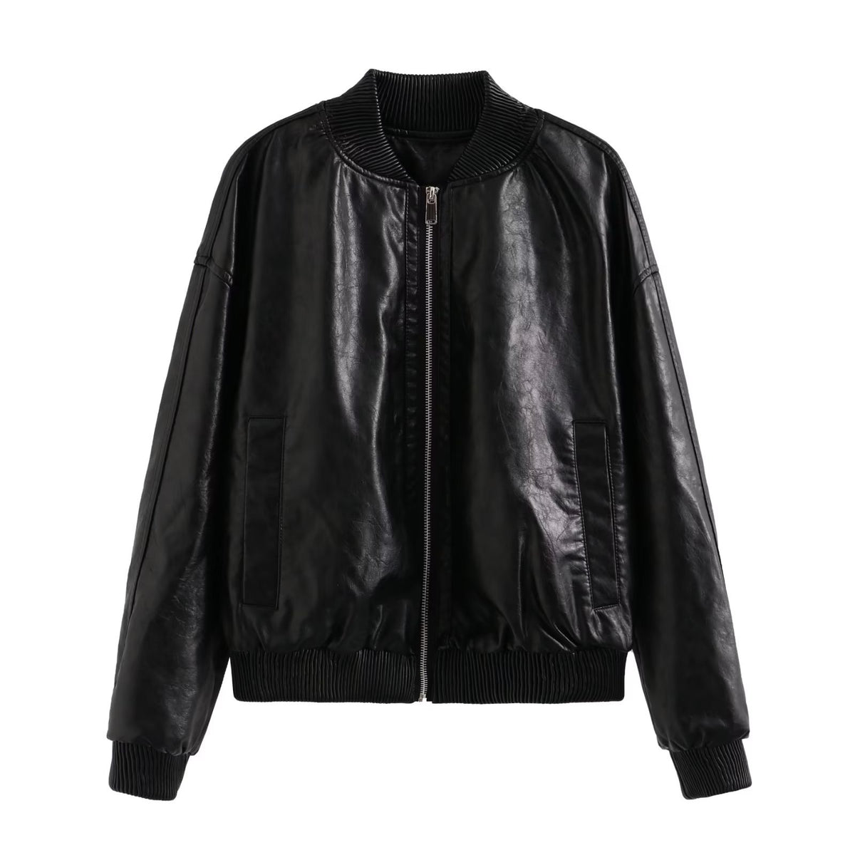 90s fashion Autumn New Y2K Women's Washed Distressed Effect Pilot Jacket Coat PU Leather Coat