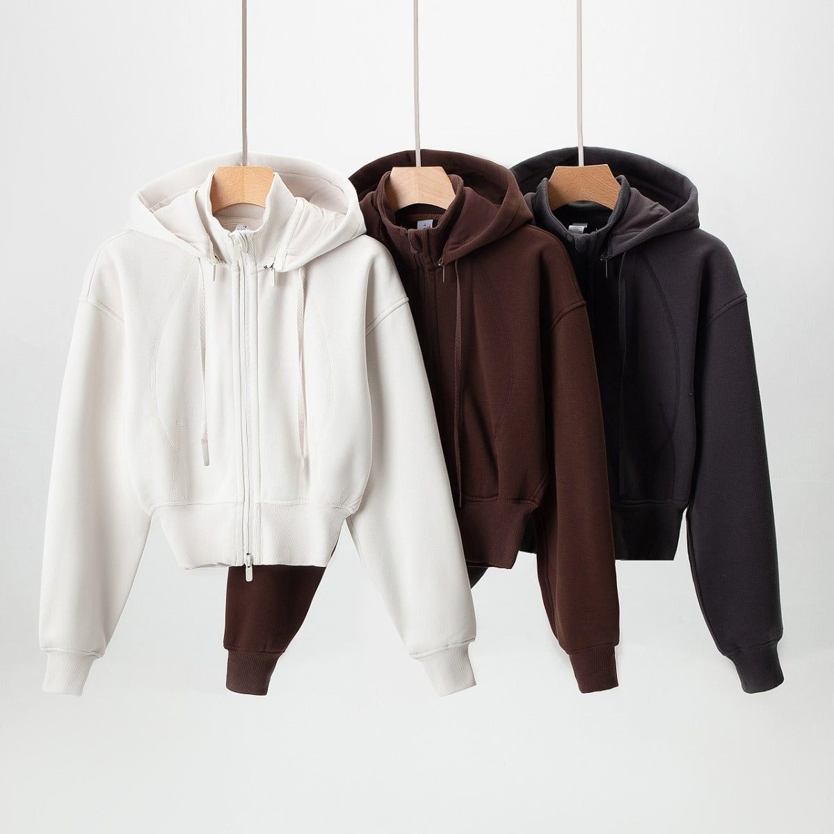 fashion outfits Autumn and Winter New Double Zipper Fleece-lined Jacket Women's Polar Fleece Hooded Sweater Tight Waist Knitted Cardigan Warm Coat Slimming