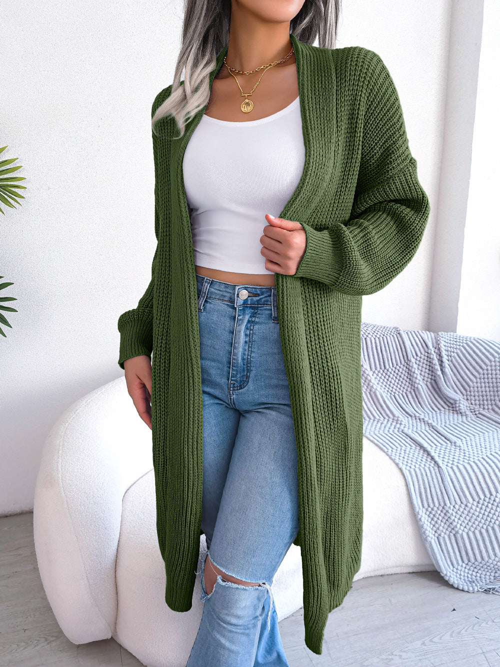 fall outfits Autumn and Winter Casual Lapel Long Cardigan Sweater Coat for Women