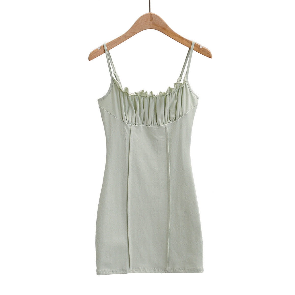 cute outfits fall INS Style Sexy Chest Pleated Suspender Skirt Summer Wooden Ear Tight Dress
