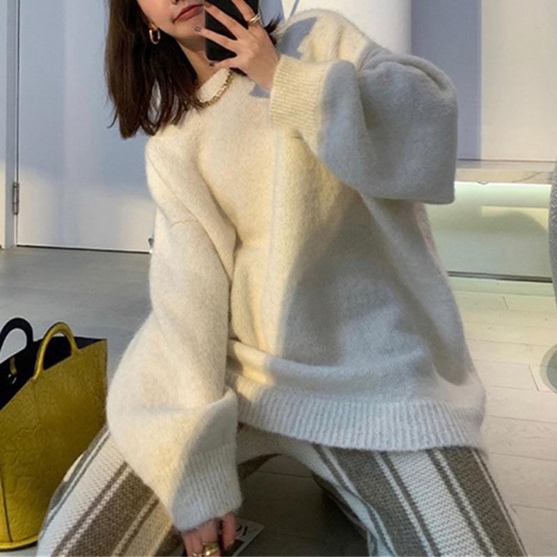 fall outfits 2024 Autumn and Winter Japanese Style Fresh Soft Milk Lazy Style Sweater Women's Solid Color Base Solid Color Casual Loose Knitted Pullover