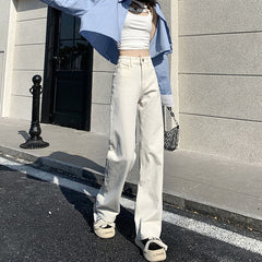 y2k outfits Loose Slimming Fashionable Wide-Leg White Jeans for Women Straight Draping Mop Pants Trendy