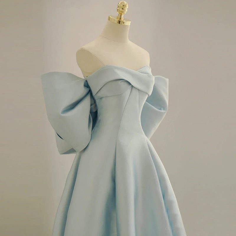 dresses Blue Evening Dress for Women New Tube Top Elegant Socialite Light Luxury Niche High-End Adult Ceremony Host Clothes