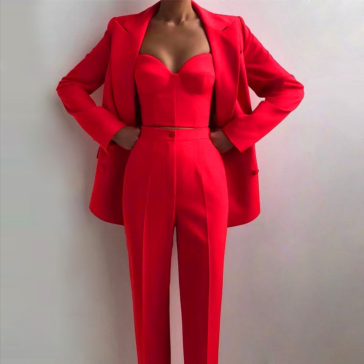 dress to impress outfits 2024 New High Quality Casual Temperament Commuter Fashion Professional Women's Suit plus Bra Pants Suit