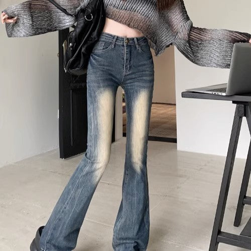 y2k outfits American Hot Girl Low Waist Skinny Jeans Women's Spring and Autumn New Retro Distressed Slim Fit All-Match Mop Pants