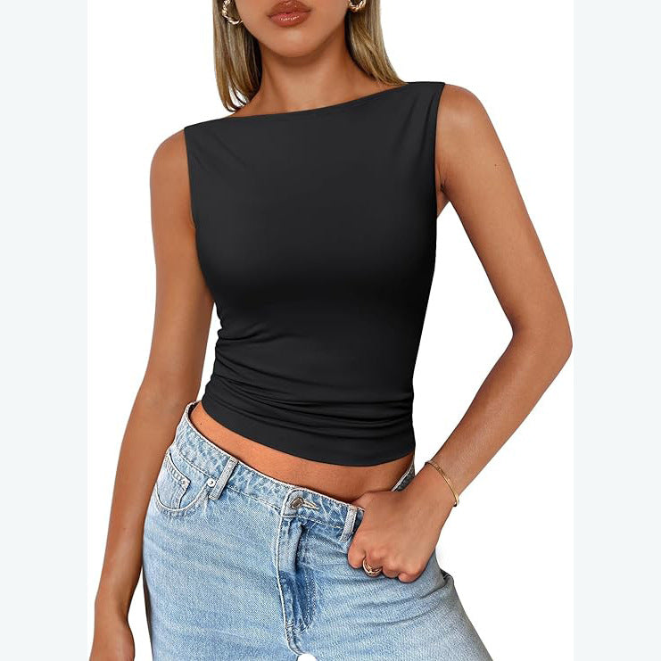 y2k dress to impress Women's Pullover Sleeveless Hot Girl Outer Wear Square Collar Vest Women's Inner Wear Dopamine Top