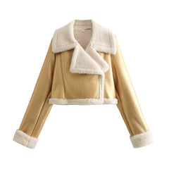 fall outfits New Spring Fur Integrated Short Street Hot Girl Motorcycle Jacket
